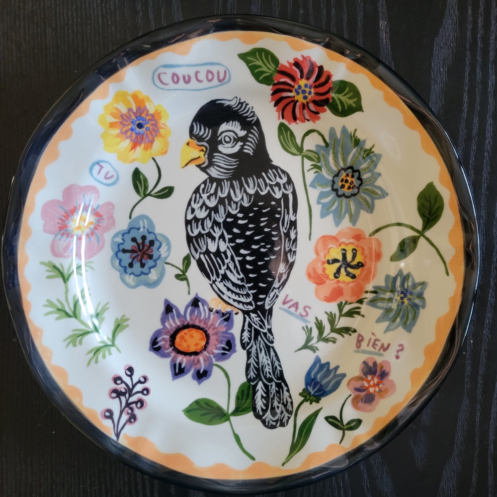 Nathalie Lete Anthropologie Bird Floral Dinner Plate DISCONTINUED